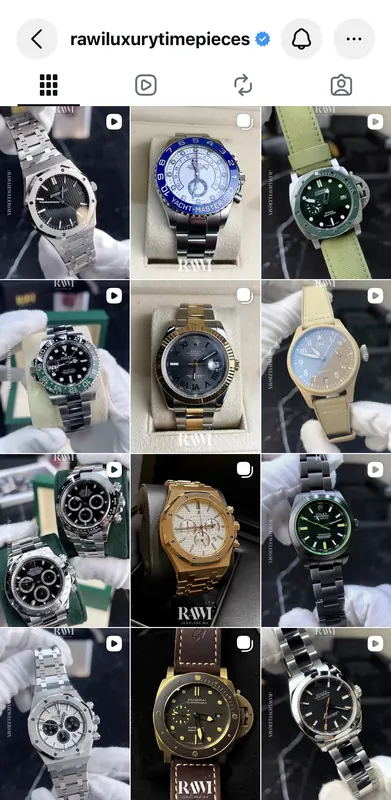 Perfil de Instagram de Rawi Luxury Timepieces
